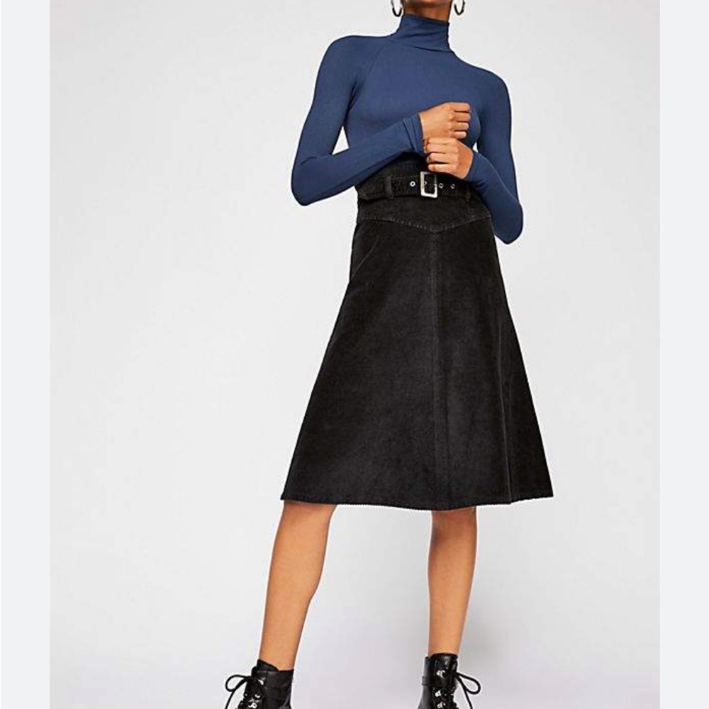 Free people Belt it up cord midi skirt
